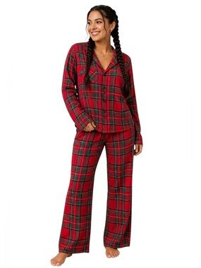 OLD NAVY Plaid Flannel Pajama Set Women’s Size Small Cotton Lounge NWT